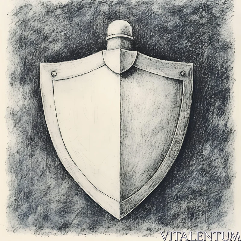 Monochrome Shield Illustration on Textured Background
