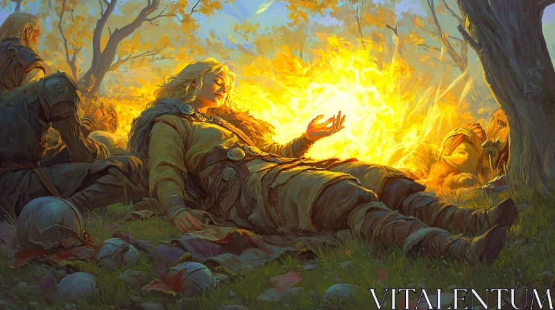 Warrior Resting with Magic Light
