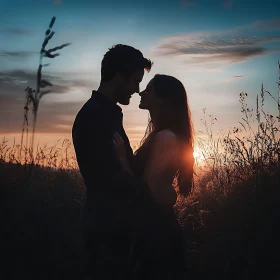 Silhouette Couple Sunset Love Romance