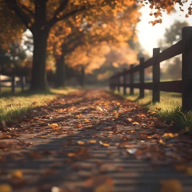 Golden Leaves on Pathway