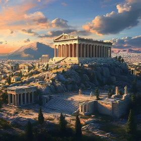 Ancient Acropolis at Sunset