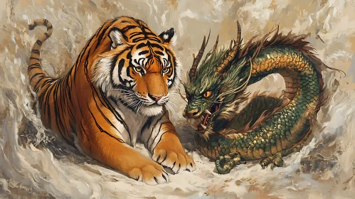 Fierce Tiger Meets Mythical Dragon