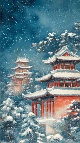 Snowy Asian Architecture