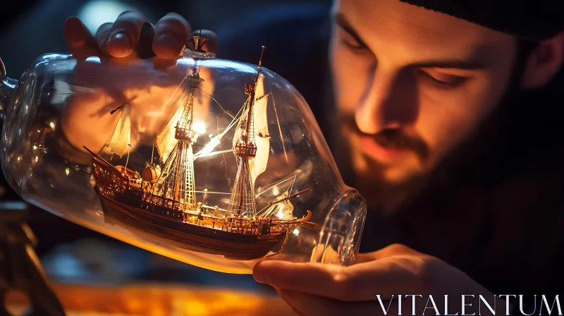 Miniature Ship in Glass Bottle