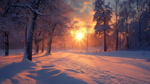 Winter Scenery with Sunlight
