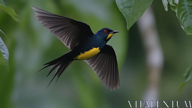 Flying Bird with Yellow Plumage