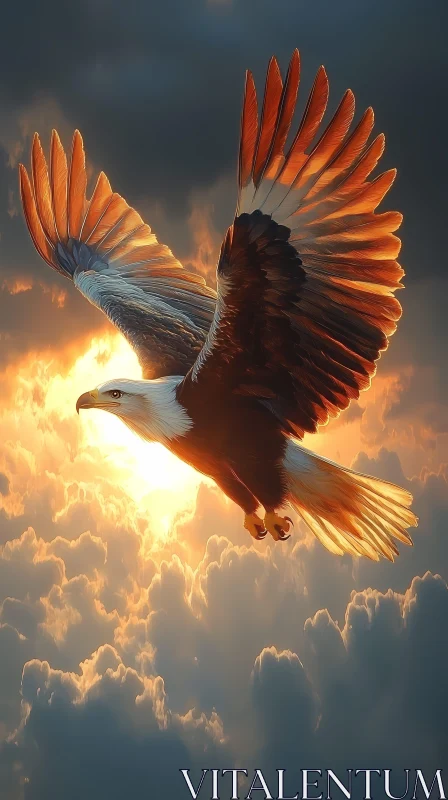 Eagle Flight in the Sunset Skies