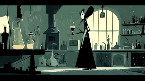 Stylized Vampire in Laboratory Scene