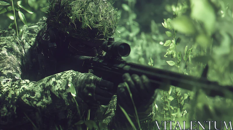 Forest Sniper with Camouflage AI Image