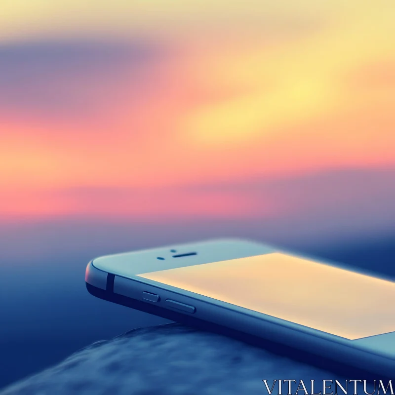 Pastel Sunset Reflected on Smartphone Screen