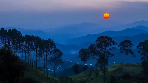 Blue Mountain Sunset Scenery