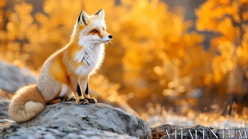 Fox's Autumn Vigil AI Image