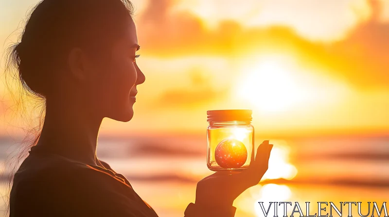 Woman with Jar at Sunset