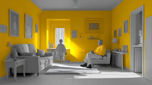 Yellow and Grey Interior Scene