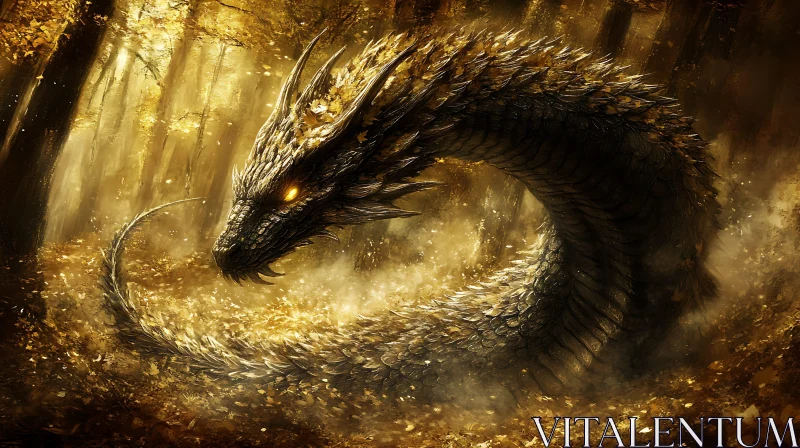 Dragon in Autumnal Woods AI Image