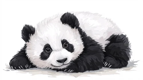 Charming Artwork of a Resting Panda