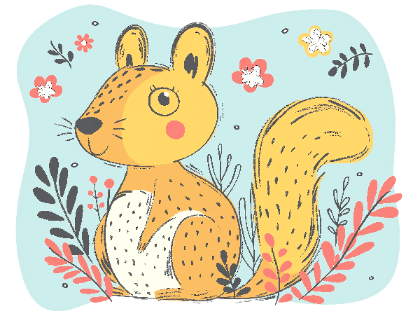 Cute Squirrel Illustration for Apparel