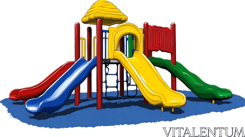 Colorful Kids Playground with Multiple Slides AI Image
