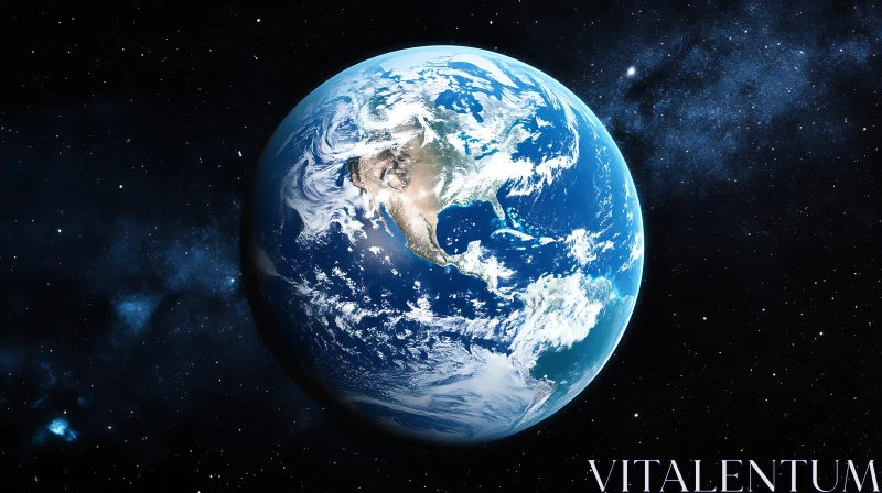 Blue Planet Earth in Outer Space