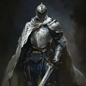 Armored Knight with Sword Illustration