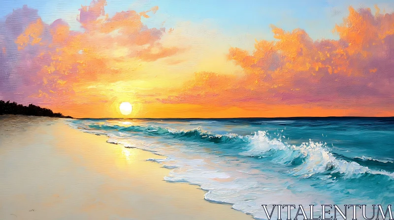Seascape at Sunset with Gentle Waves