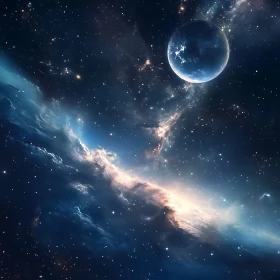 Astral Space Art with Planet and Nebula