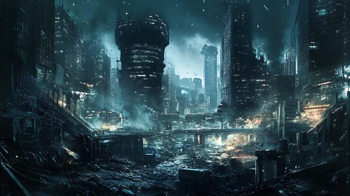 Dystopian Metropolis: A Ruined Urban Landscape