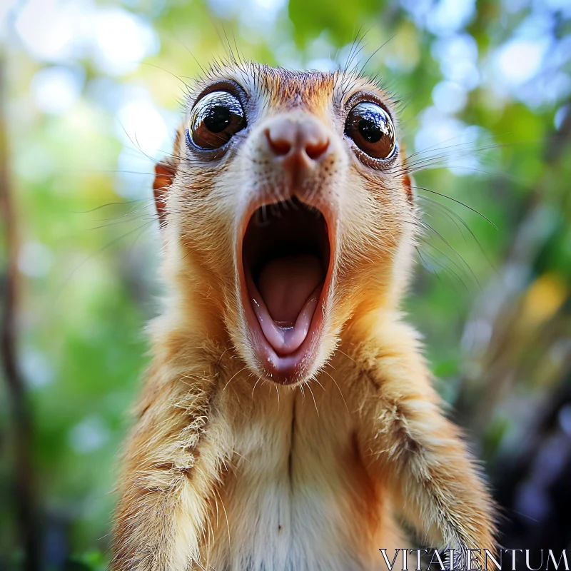 Close-Up of Astonished Squirrel in Nature