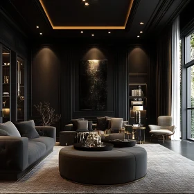 Elegant Black Themed Living Room Design