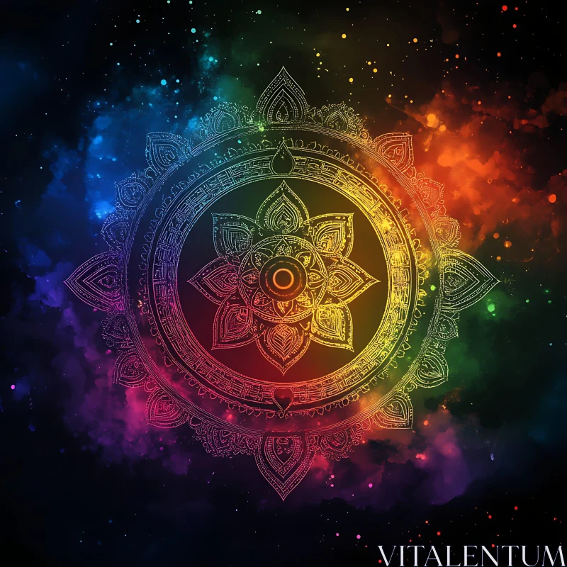 AI ART Celestial Mandala in Rainbow Spectrum