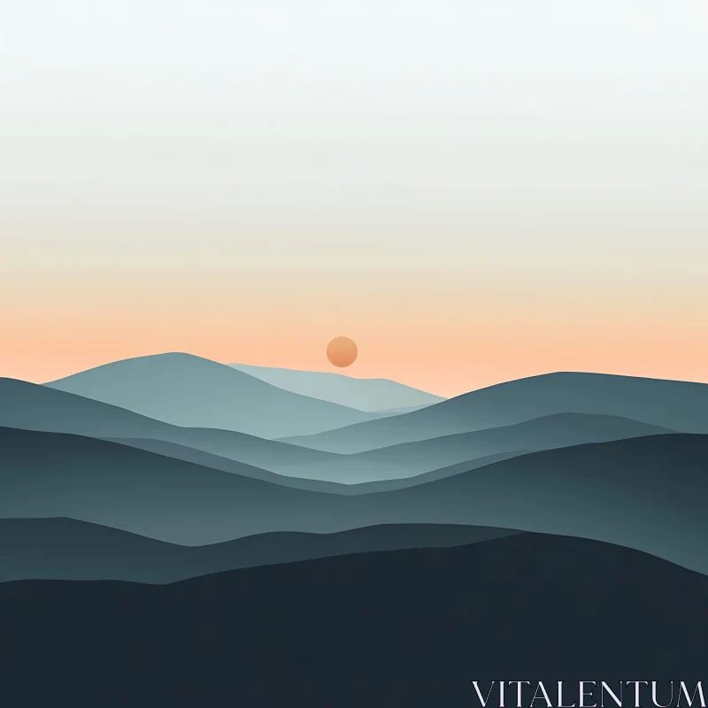 Layered Mountains with Setting Sun