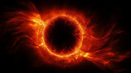 Fiery Cosmic Ring: Explosive and Chaotic Photorealistic Eye