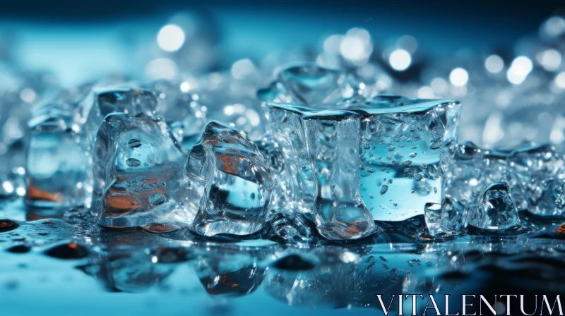 Precision Craftsmanship in Ice Cubes on Blue Background