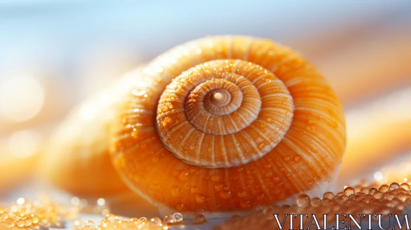 Sunlit Shell by the Water - A Study in Spirals and Serenity AI Image
