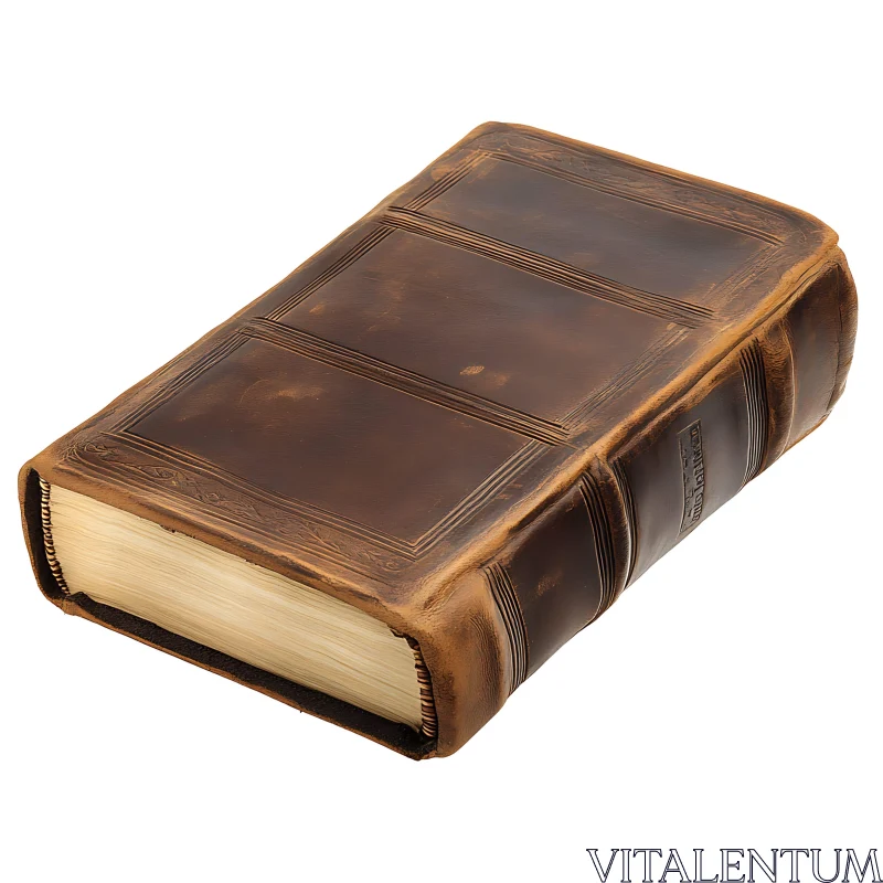 Vintage Brown Leather Bound Book AI Image