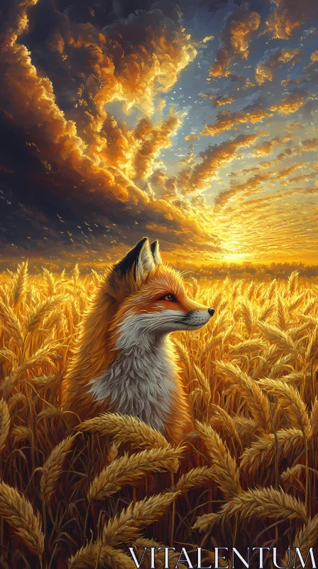 Fox at Sunset AI Image