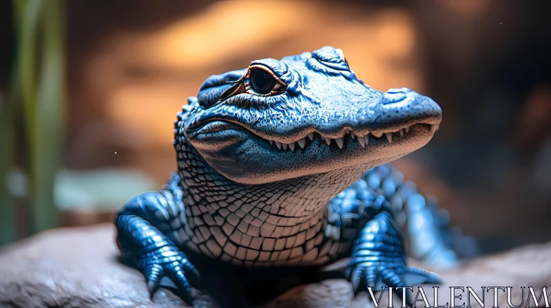 Artistic Blue Crocodile AI Image