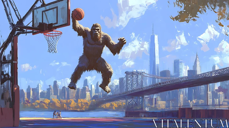 AI ART Sasquatch Scores in the City