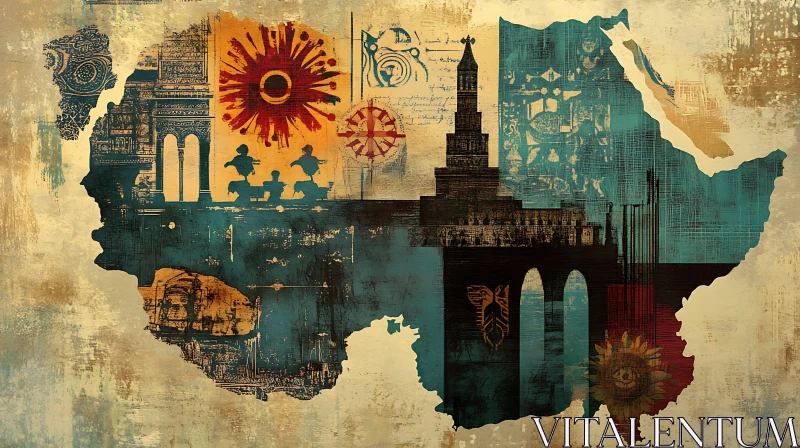 AI ART Vintage Architectural Abstract Composition