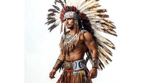 Man in Traditional Feathered Headdress