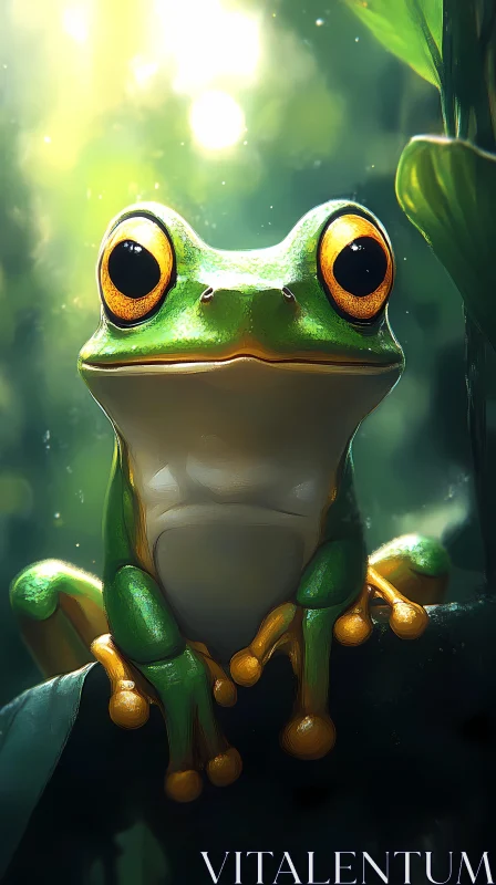 Expressive Frog in Nature AI Image