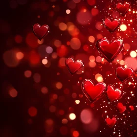 Abstract Red Hearts Background