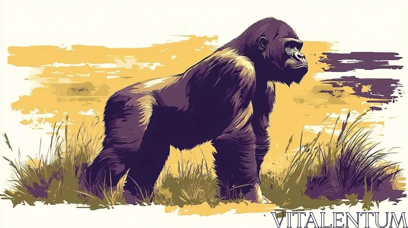 Wild Gorilla Illustration AI Image