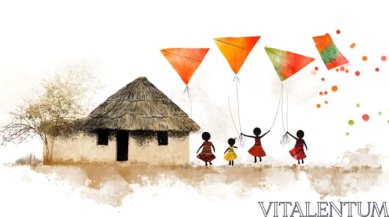 Whimsical Kite Day Illustration AI Image