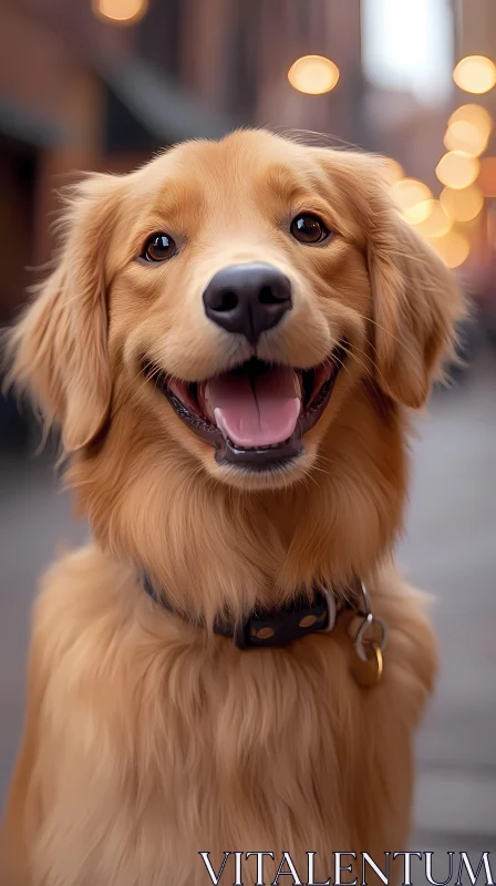 Joyful Dog with Glowing Background AI Image