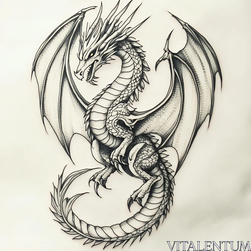 Detailed Dragon Illustration AI Image