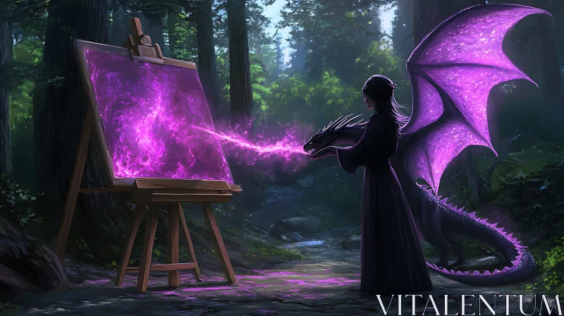 AI ART Enchanted Forest: Dragon's Artistic Breath