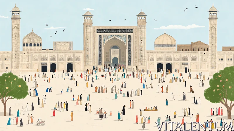 AI ART Architectural Islamic Mosque with People