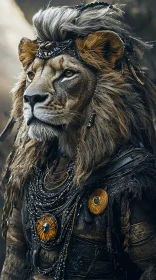 Armored Lion Warrior Portrait