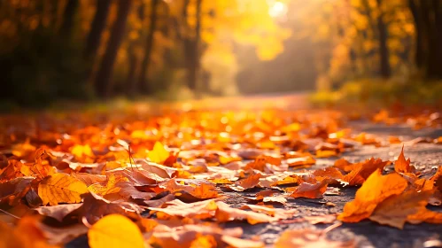 Autumnal Forest Floor with Sunlight